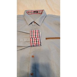 Coofandy Leather Accents Mens Casual Dress Shirt Button‎ down Long Sleeve